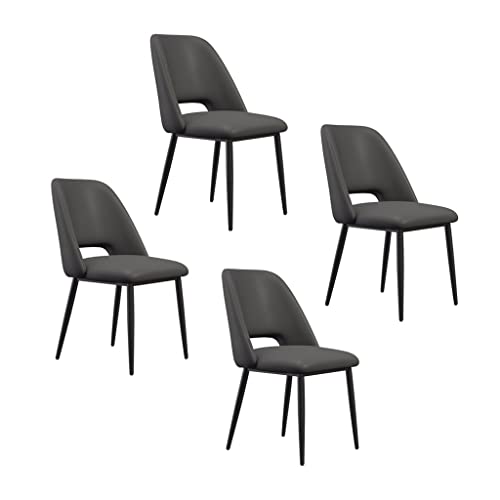 SJIALEN Black Legs Kitchen Dining Chairs Set of 4, Lounge Meeting Office Computer Chair PU Leather Living Room Side Chair Kitchen Chair (Color : Grey)