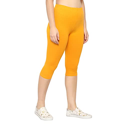 Image of Irana Women Cotton Stretchable Capri | Slim /Regular Fit | Breathable Yoga, Gym & Lounge Wear | High-Waist Stretchable 3 /4 Length Leggings|Capri Pants for Women - Pack of 1