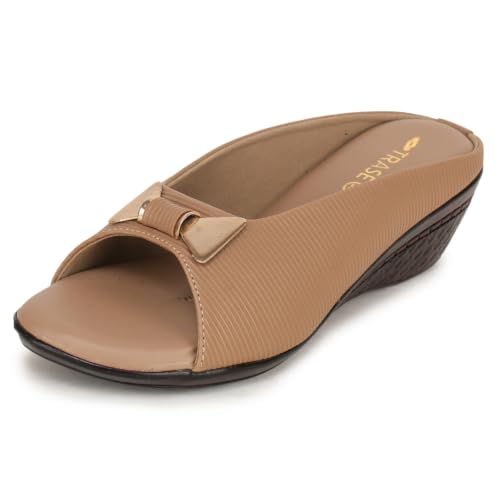 Image of TRASE Women's Fashion Sandals | Faux Leather Comfortable and Stylish Wedges | For Casual Wear & Formal Wear Occasions | For Women & Girls