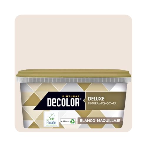 DELUXE Pintura de Interior Monocapa Mate. 4 Litros. Ecológica con Certificado Ecolabel. BLANCO MAQUILLAJE