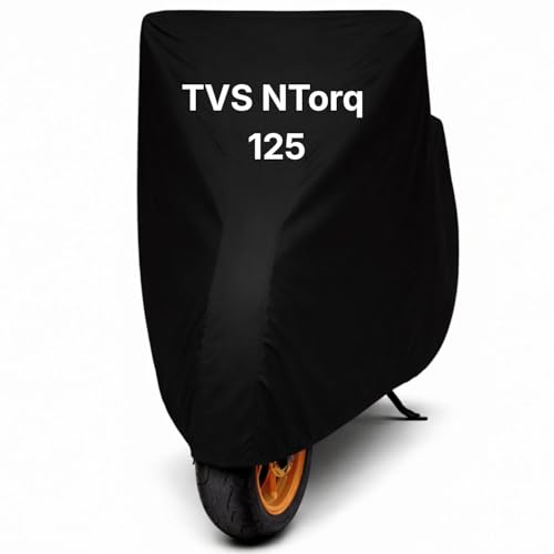 Image of Scooty Body Cover for TVS NTorq 125 Waterproof & Dustproof Scooter Cover UV Resistant, Heat Resistant & All Weather Protection Heavy Duty Triple Stitched Two Wheeler Cover (Black)