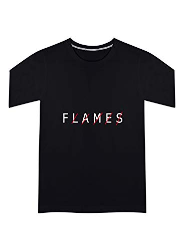 Image of CreativiT Graphic Printed T-Shirt for Unisex Flames Tshirt | Casual Half Sleeve Round Neck T-Shirt | 100% Cotton | D00393-15
