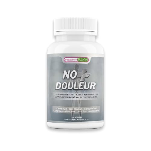 Healthy Fusion No+Douleur | Traitement anti-inflammatoire puissant | Soulage la douleur et régénère les articulations | Curcuma, Glucosamine, Chondroïtine | Formule...