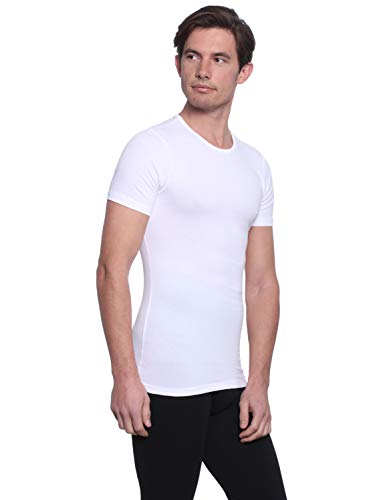فانلة داخلية سادة برقبة دائرية وأكمام قصيرة للرجال من دايس، أبيض، مقاس L بقصة ملاءمة للجسم