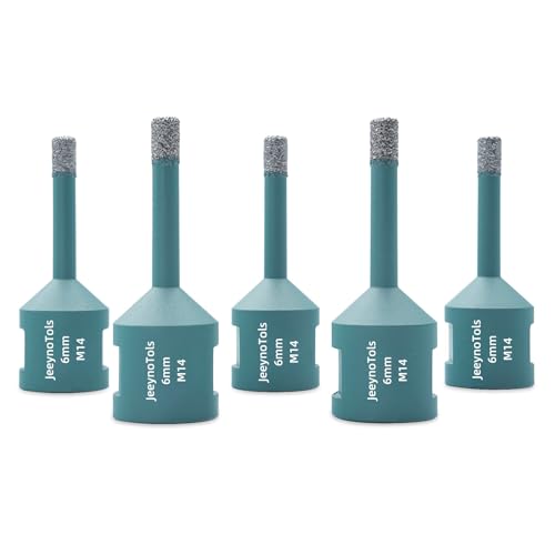 JeeynoTols Fresa diamantata 6mm 5 pezzi- punte diamante per mattonelle per piastrelle Sega per fori in piastrelle in ceramica di porcellana granito marmo con filettatura M14
