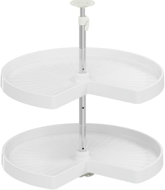 Vath-Sagel Polymer Kidney Shaped Independently Rotating 2-Shelf Lazy Susan Set for Diagonal Kitchen Corner Cabinets, Made in Germany (28 INCH Kidney)