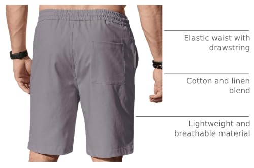 Image of Comdecevis Men's Linen Shorts Casual Elastic Waist Drawstring Summer Beach Vacation Yoga Golf Shorts with Pockets