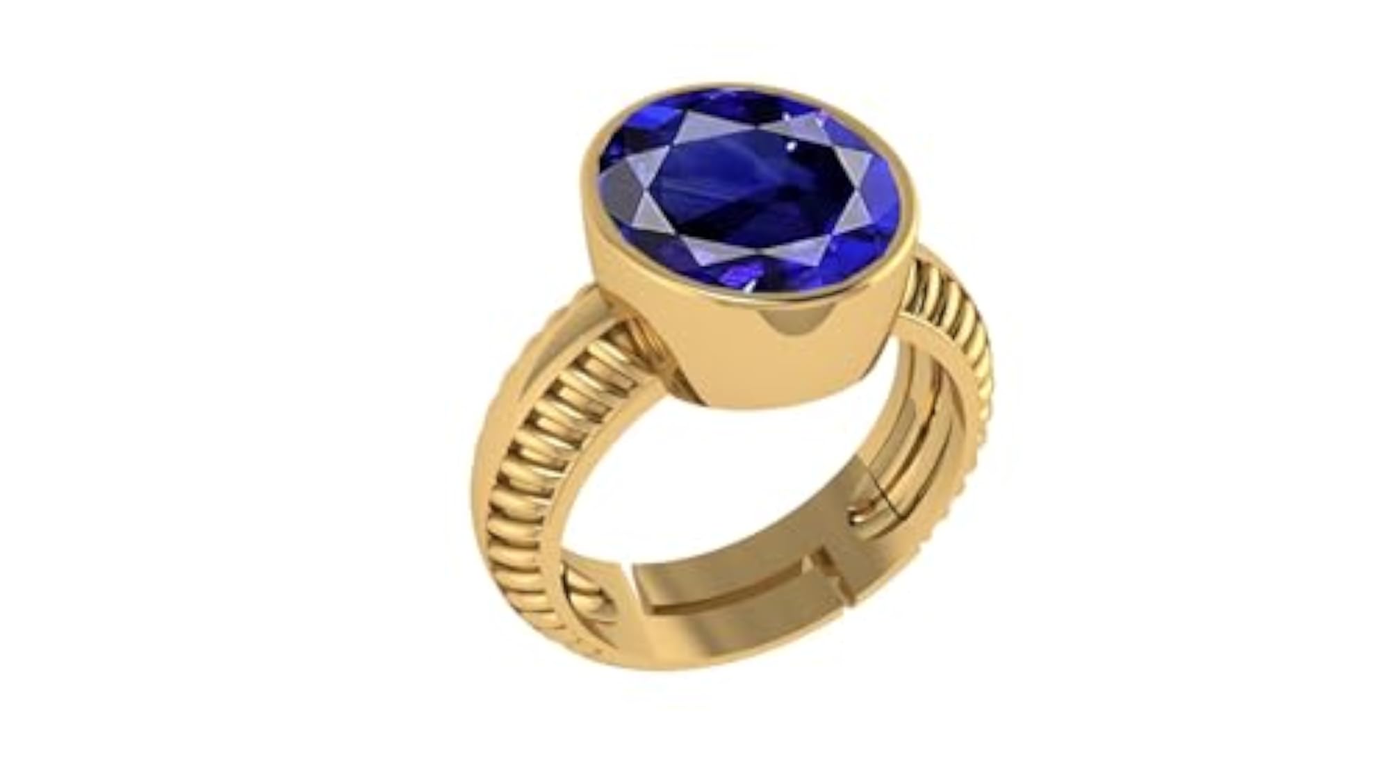 Certified Unheated Natural Blue Sapphire Gold Plated Ring