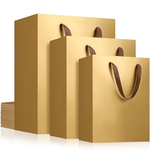Sacs cadeaux de remerciements en kraft doré pour vêtements et livres | Tailles mélangées