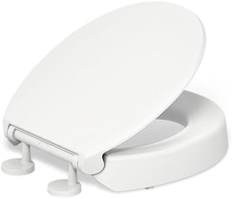 25876-0 Hyten 3" Height, Elevated Soft Close Round Toilet Seat, Contoured Seat with Grip-Tight Bumpers, Quick-Attach Hardware, White
