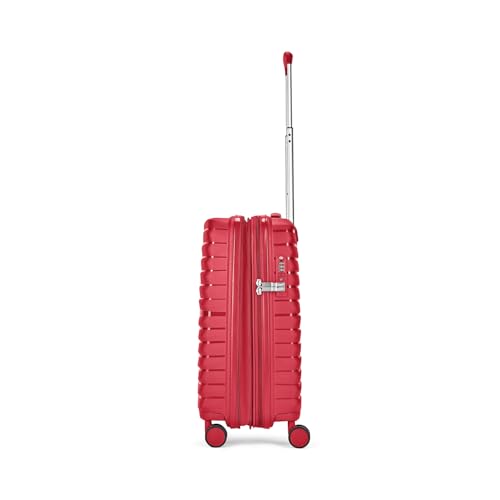 Image of Skybags Cabin Polypropylene Float Max Trolley Bag - Small, 55cms | Premium Hard-Sided Luggage for Travel with Smooth 8 Wheels Double Spinner & Flushed TSA Lock - Red