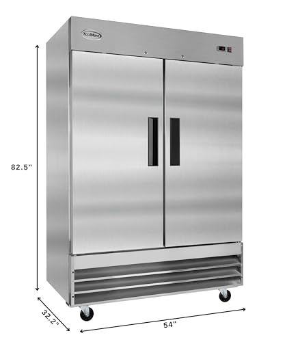 Image of KoolMore 54 inch 2 Door Stainless Steel Commercial Reach-in Refrigerator Cooler - 47 cu. ft
