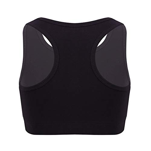 Image of Girls High Neck Athletic Sports Bra Crop Top Gymnastics Workout Gym Fitness Vest Tank Top T Shirt