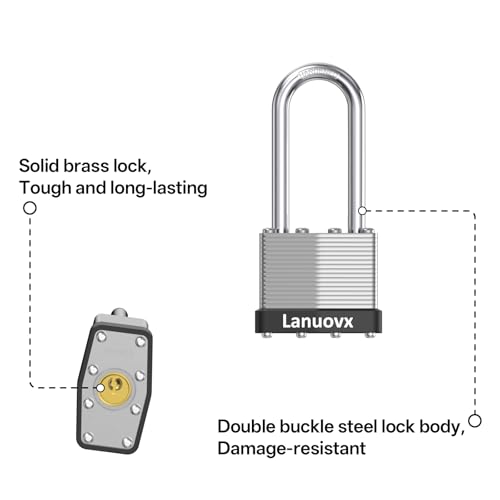 Image of 4 Pack Heavy Duty Padlock,High Security Laminated Padlocks with 8 Keys 1-9 /16 inch 40MM Long Shackle Keyed Alike Padlocks for Sheds, Gates, Fences, Toolbox, Outdoor and Indoor Use