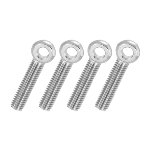 PATIKIL 4 Pz M8x40mm Bullone Ad Occhio Girevole Con Spalla 304 Acciaio Inox Metrico Filettatura Completa Occhio Di Pesce Foro Di Scorrimento Bullone Di Sollevamento Elementi(Argento)