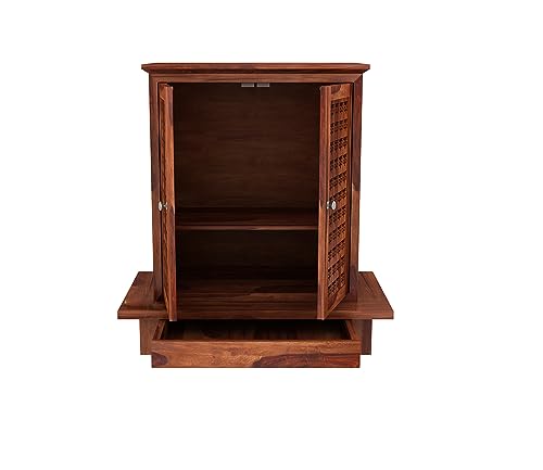 Image of Wudniture Sheesham Wood Bhagavati Handcrafted Home Mandir /Temple (Honey Finish) | Wooden Pooja Mandir for Home & Office