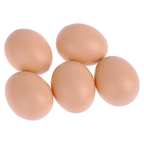 Suneast 10 Pcs Imitation CHICKEN/POULTRY/HENS EGGS Plastic/Dummy/Fake Egg, Artificial Nest Egg Plastic Egg Toy Lightweight for Children Kitchen Food Home Decoration Cover