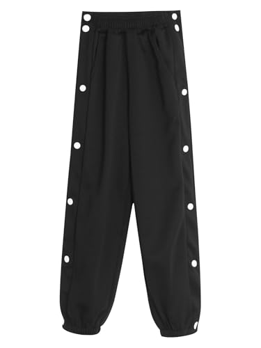 YEAHDOR Kids Boys Tear Away Basketball Pants High Side Split Loose Long Trousers Post Surgery Pants4