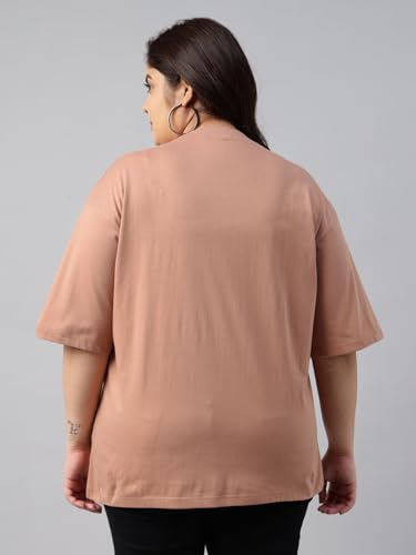 Image of JUNEBERRY 100% Pure Cotton Oversized Baggy Fit Cool Front Chest Graphic Printed Half Sleeve Plus Size T-Shirt for Women & Girls (Sizes: 2XL to 5XL)