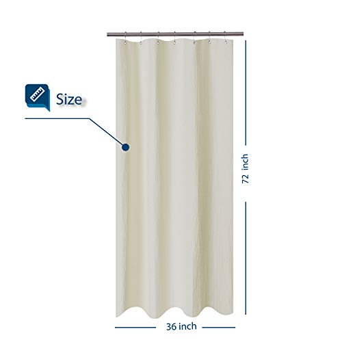 Image of Barossa Design Stall Fabric Weave Waffle Shower Curtain 36 x 72 inch, Spa, Hotel Luxury Spa, 230 GSM Heavy Duty, Water Repellent, Washable, Cream, 36x72
