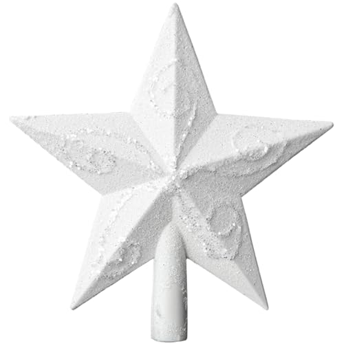 White Glitter Star Tree Topper - 5.7 Inch Plastic Christmas Decoration