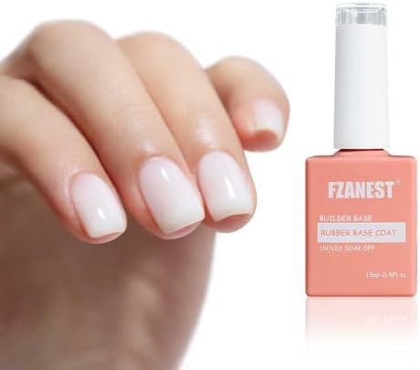 FZANEST Builder Gel for Nails, Milky White Gel Polish Rubber Base For Nails Strengthener Extension Apex Building Repair UV LED Color Base Nail Polish in Bottle