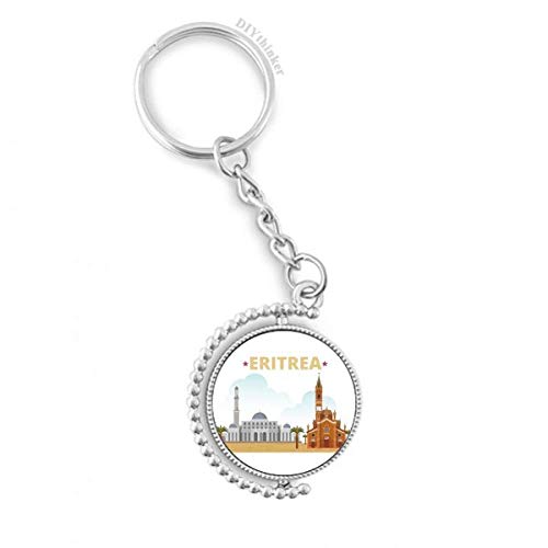 Llavero giratorio antiestrés con grabado de castillo de Eritrea para organizar llaves