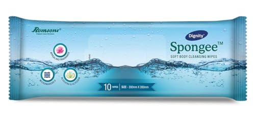 Image of Dignity Spongee Soft Body Cleansing Wet Wipes for Adult, 300x300 mm (Pack of 1) 10 Wipes