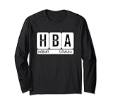 HBA Hobart Tasmania AU Travel Souvenir Traveler Black Text Long Sleeve T-Shirt