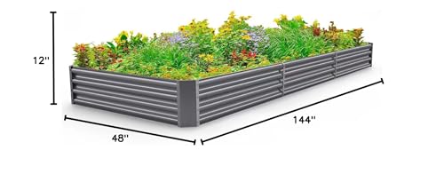 image for Land Guard 12×4×1ft Galvanized Raised Garden Bed Kit for Vegetables,