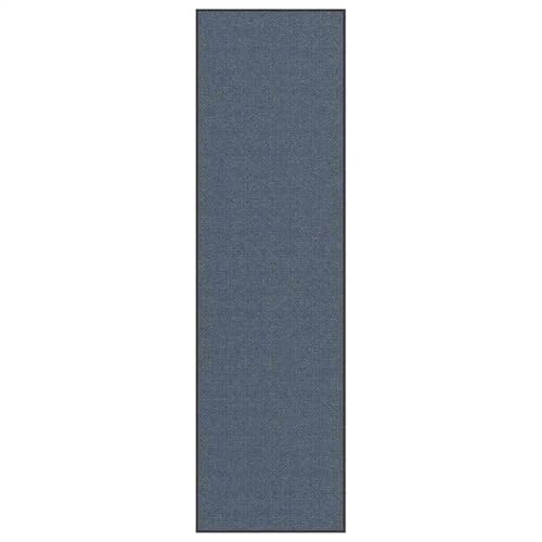 Fisinber Felpudo azul 115 x 400 cm de polipropileno resistente con reverso de PVC antideslizante para entrada, pasillo y terraza cubierta