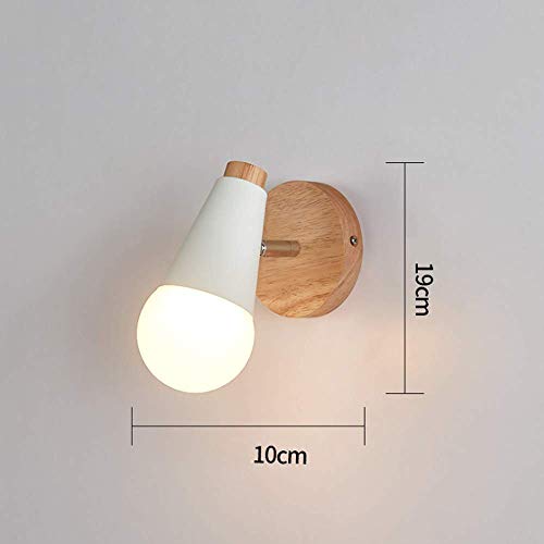 Lámpara de pared E27 nórdica de madera y aplique de iluminación para dormitorio 4