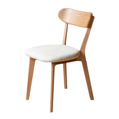 Grewood 100% Solid Wood Dining Chairs,Mid Century Modern Dining Chairs with Upholstered Cushion,Kitchen,Dining Room Chairs Set of 1/2/4 (1, Original Color White Upholstery)