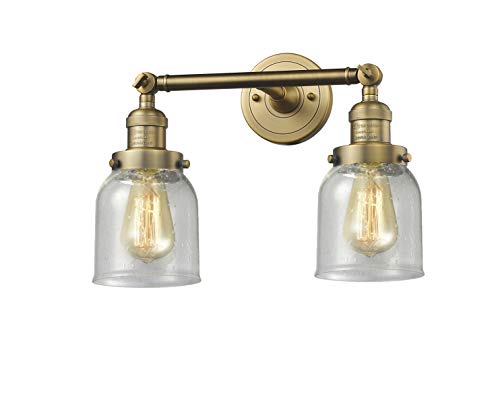 Featured Product Innovations 208-BB-G54 2 Light Bathroom Fixture, Small Bell Shade, Brushed Brass