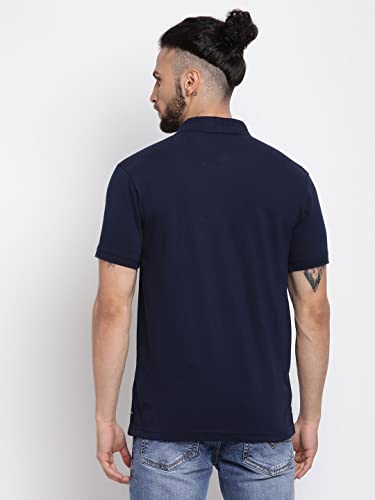 Image of Cantabil Men's Cotton Blend Solid Polo Neck T-Shirt (Regular Fit)