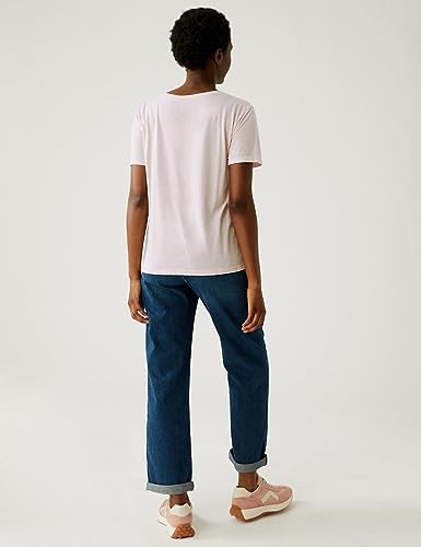 Image of Marks & Spencer Womens Solid Polyester Blend Crew Neck Relaxed Fit T Shirt