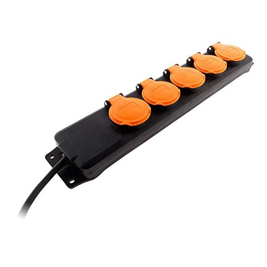 Bloc étanche IP44 5 prises 16A 2P+T avec clapets - Câble HO5RRF 3G1 de 1,5m