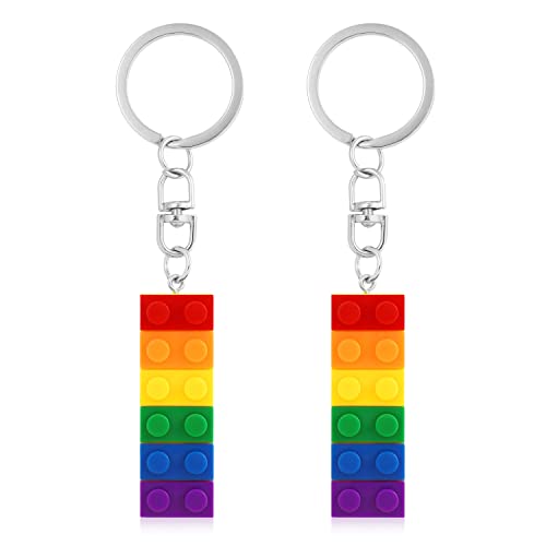 LUTER Regenbogen Basteln, Bunt Pride Schlüsselanhänger, Baustein Gay- und Lesben-Anhänger für Paare, Liebhaber, Eltern