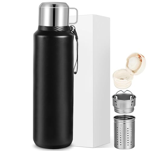 Novent Thermosflasche 1.5L - Thermoskanne Edelstahl für Kaffee und Tee – Isolierflasche 1500ml Thermosflasche Sport & Outdoor – Doppelwandig Vakuum Wasserflasche – Hält Getränke 12H heiß & 24H kalt