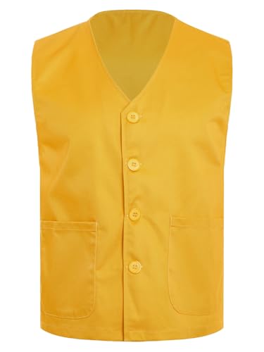 YiZYiF Kids Button Volunteer Vest V-neck Waistcoat Girls Boys Volunteers Activities Uniform Sleeveless Jacket Coat