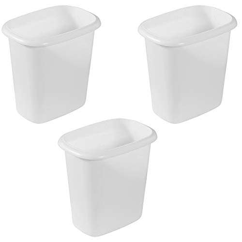 Image of Rubbermaid Vanity Trash Can /Wastebasket 1.5-Gallons /6-Quarts White for Under Counter /Kitchen /Office /Bedroom /Bathroom (Pack of 3)
