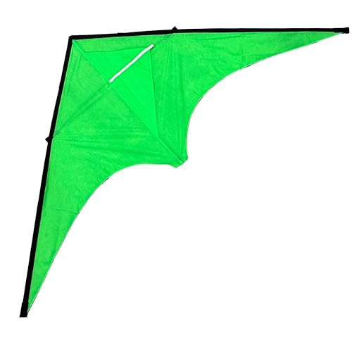 Large Delta Kite, Solid Green 80W x 33T inches, 35 Foot Tail - Hand Crafted Polyester Beginner Easy to Fly