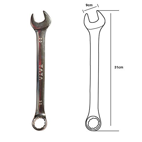 AGRICO TATA Chrome Vanadium Steel Double Sided Open End Wrench Spanner Set 6 To 20 mm (Silver)