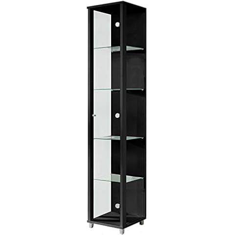 BR-Wohndesign Vitrina de cristal en negro con 4 estantes Cover