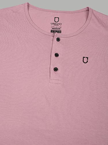 Image of Urbano Fashion Men's Solid Henley Neck Slim Fit Full Sleeve Cotton T-Shirt