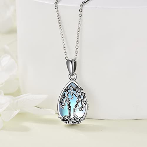 Onefinity Skull Tree Of Life Necklace 925 Sterling Silver Skeleton Jewish Couple Jewelry Gifts For Women Men Mother's Day Gifts For Mom Wife #TOP2