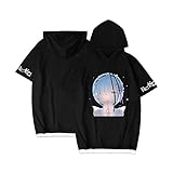 Unisex Casual Hoody Top Anime Re：Life In A Different World from Zero Rem Ram Camisetas de Manga Corta Casual Hoodies Rem Ram Top Camiseta Ropa Deportiva