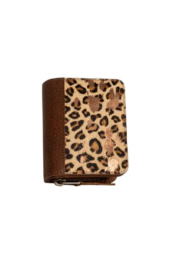 STS Ranchwear Womens Great Plains Soni Leopad Print Leather Zip Around Wallet OS, Leopard Print/Brown