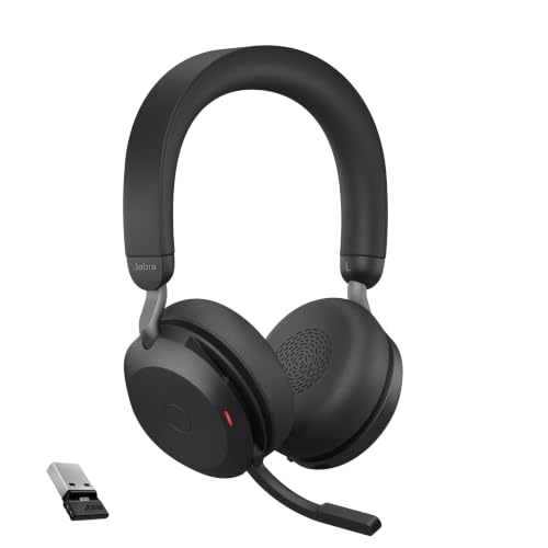 Jabra Evolve2 65 Auriculares Inalámbricos Estéreo PC con Cancelación de Ruido - Certificados para plataformas UC - Batería de Larga Duración - Adaptador Bluetooth USB-A - Negro