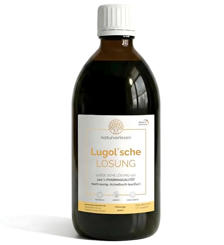 500ml Lugolsche Lösung <5% in pharmazeutischer Qualität (ph. Eur.) - hergest. in Deutschland Jodlösung nach Originalrezeptur in Apothekerflasche - incl. Pipette